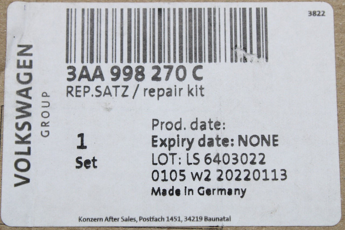 VW Passat B7 Tiguan 2009-2018 tyre pressure system repair kit 3AA998270C