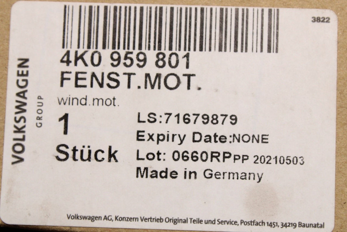 VW Golf Audi A6 A8 RS7 Skoda 2013-on window motor (front left) 4K0959801