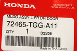 Honda front left door moulding trim 72465-TGG-A11