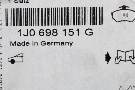 VW Golf MK4 Polo Audi A3 Skoda SEAT brake pads 280mm (front) 1J0698151G