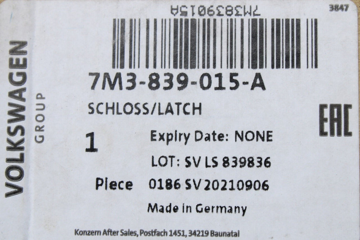 VW Sharan SEAT Alhambra 2001-2010 rear door lock (left) 7M3839015A