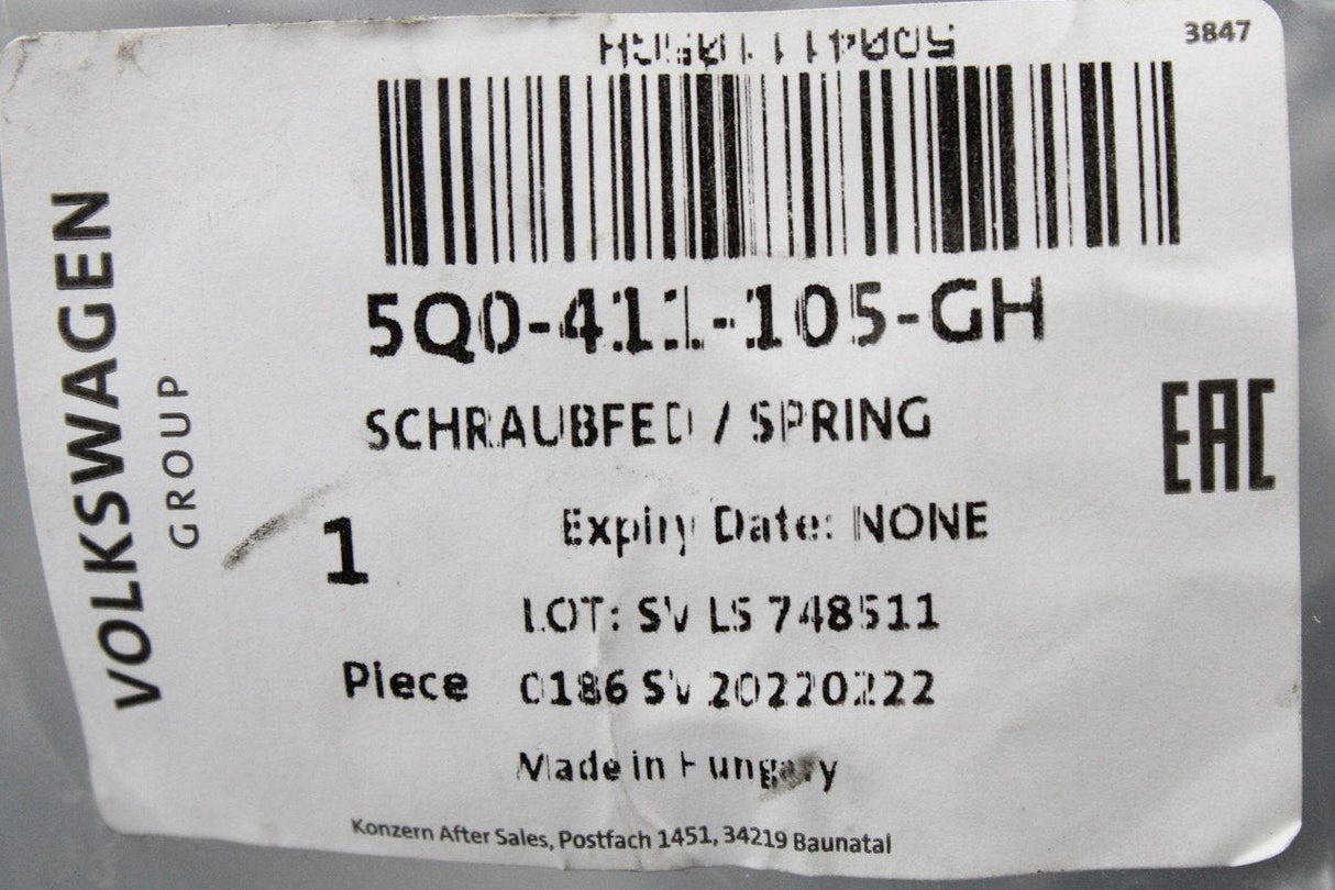 VW Golf 2013-on Audi A3 2020 -on Skoda front coil spring 5Q0411105GH