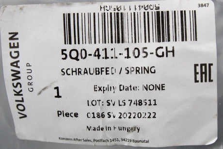 VW Golf 2013-on Audi A3 2020 -on Skoda front coil spring 5Q0411105GH