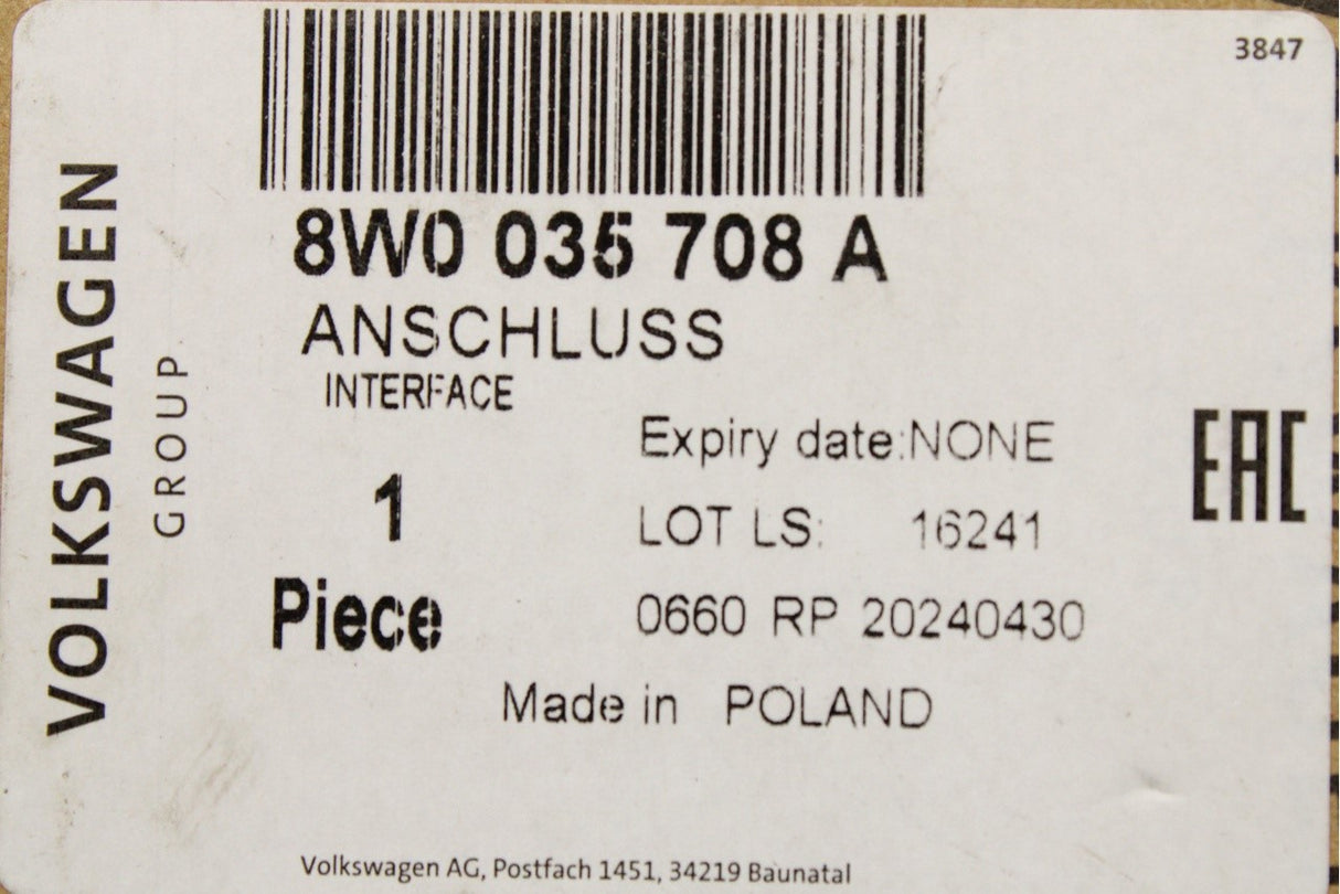 Audi A4 S4 RS4 A5 S5 RS5 Q5 external audio connection unit 8W0035708A