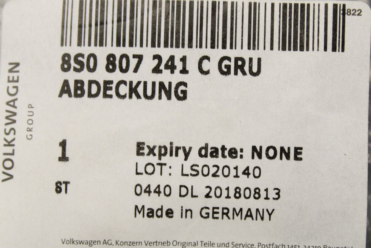 Audi TT TTS 2015-on towing eye cover (front) 8S0807241C GRU