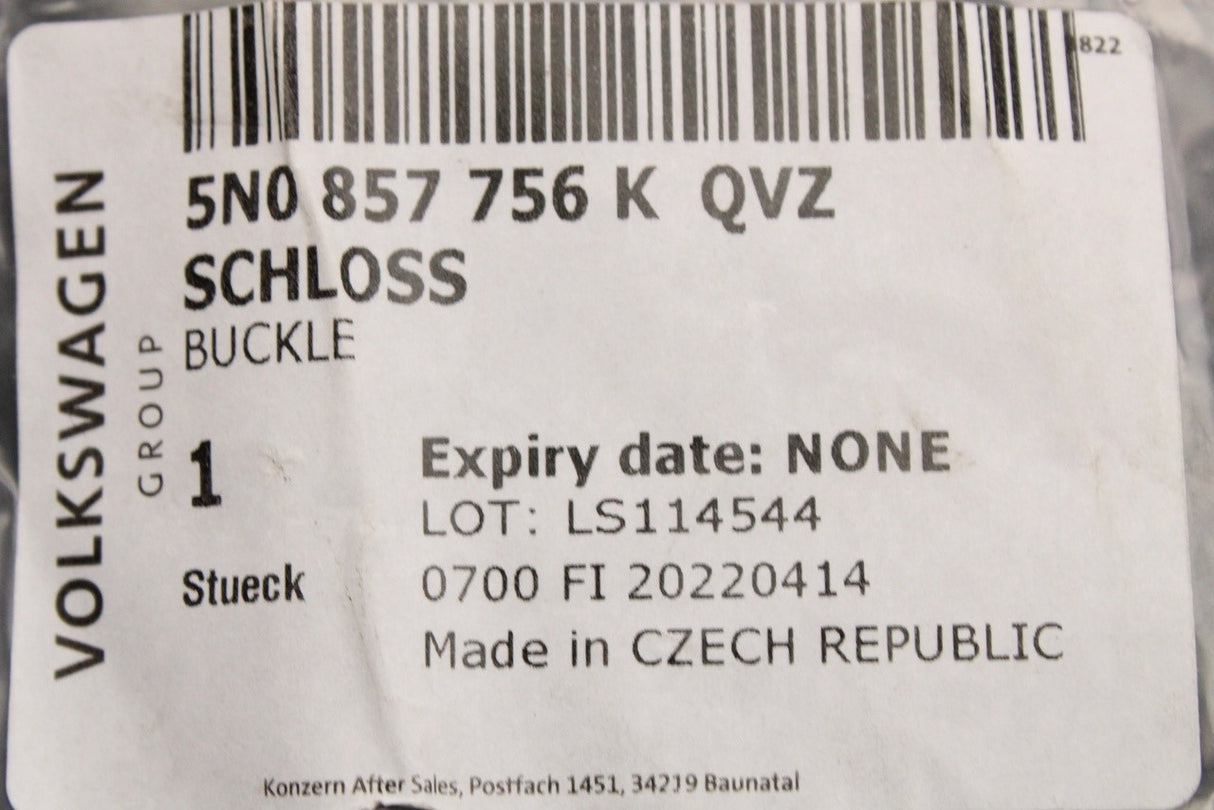 VW Tiguan 2012-2018 SEAT Alhambra front seat belt buckle 5N0857756K QVZ