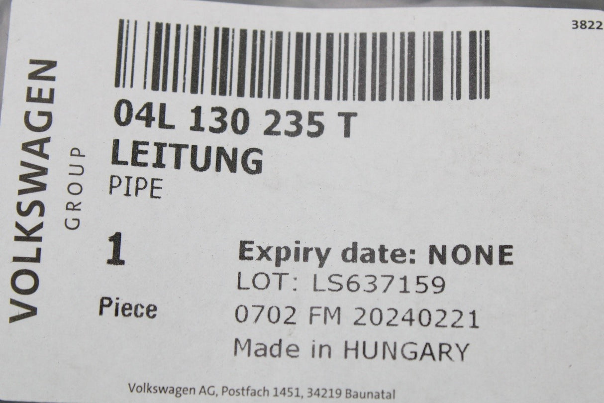 VW Golf Audi A3 Q2 SEAT Skoda 1.6 TDI injector return line 04L130235T