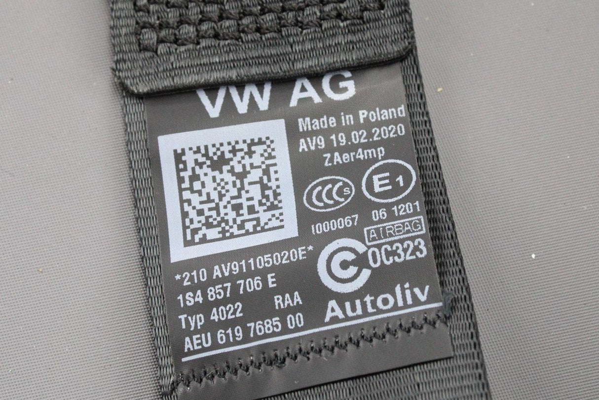 VW Up! Skoda Citigo SEAT Mii right front seat belt 5 door 1S4857706E RAA