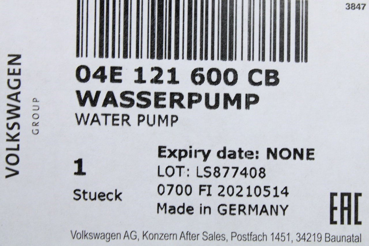 VW Golf MK7 Polo Passat Audi Skoda SEAT 1.4 TSI coolant pump 04E121600CB