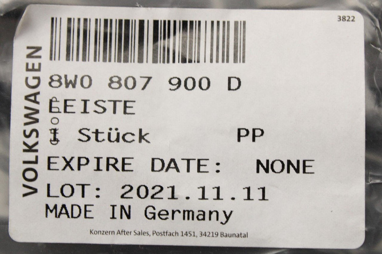 Audi A4 B9 2016-on rear bumper guide strip 8W0807900D