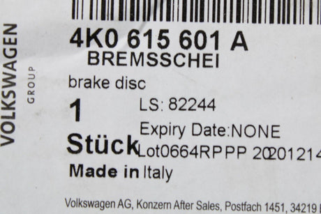 Audi RS6 RS7 RSQ8 2020-on rear brake discs pair (370x30mm) 4K0615601A