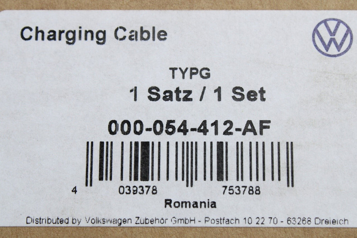 VW ID. Charger Europe BP1 Type G  travel adapter cable 000054412AF