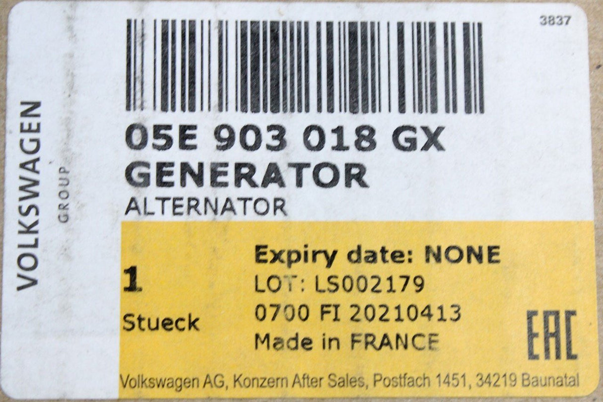 VW Golf MK8 2020-on SEAT Leon 1.5 TSI hybrid alternator 05E903018GX
