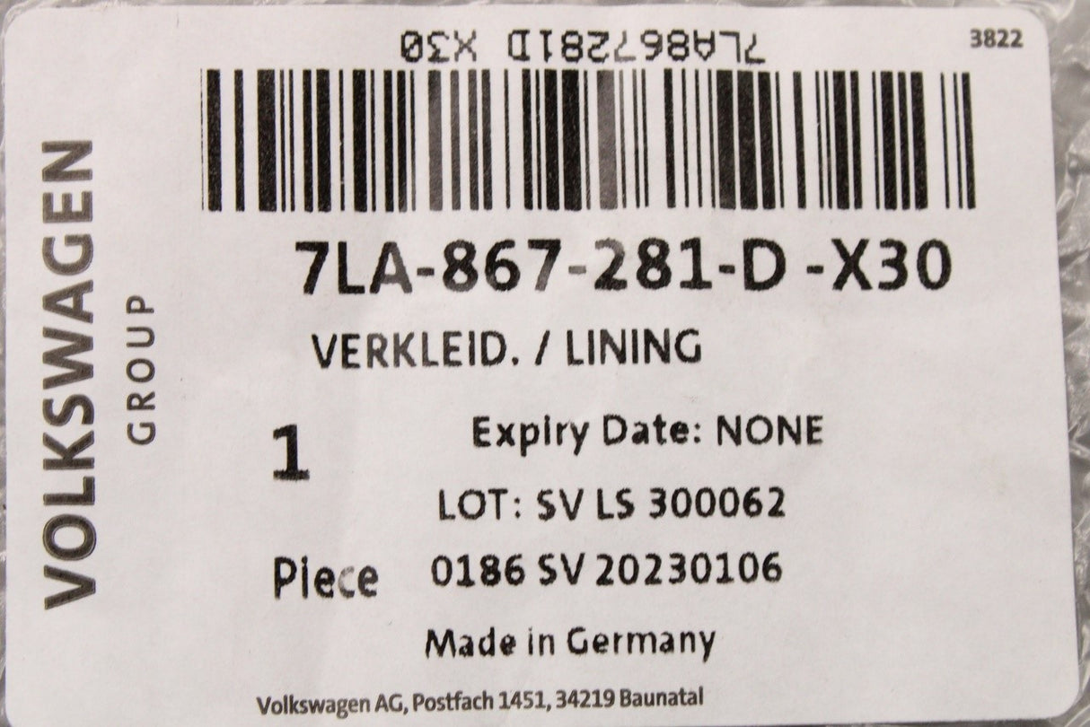 VW California T6.1 2020-2024 upper b-pillar trim (left) 7LA867281D X30