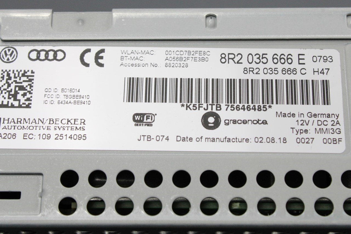Audi A4 S4 A5 S5 Q5 RS4 RS5 RHD radio control unit MMI 3G+ 8R2035666E