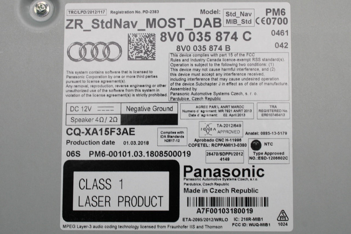 Audi A3 8V 2013-16 central computer MMI control unit 8V0035874C