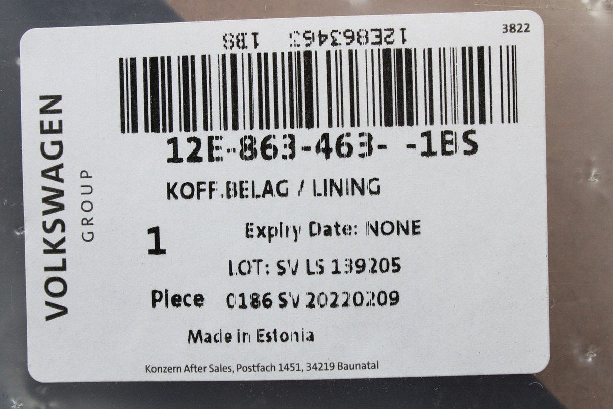 VW e-UP! 2014-on rear boot compartment floor cover 12E863463 1BS