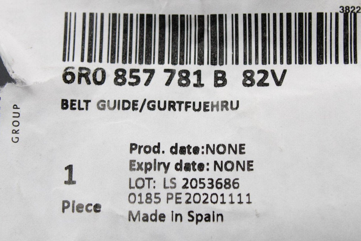 VW Polo 6R 6C 2010-18 centre rear seat belt guide trim 6R0857781B 82V