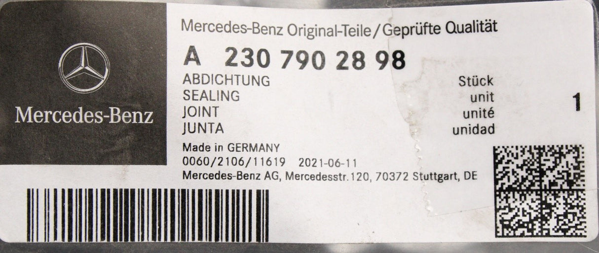 Mercedes-Benz SL R230 02-11 hardtop rear window seal (upper) A2307902898