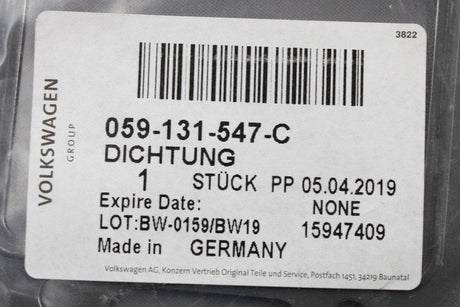 VW Audi 3.0 TDI V6 EGR to cooler gasket seal 059131547C