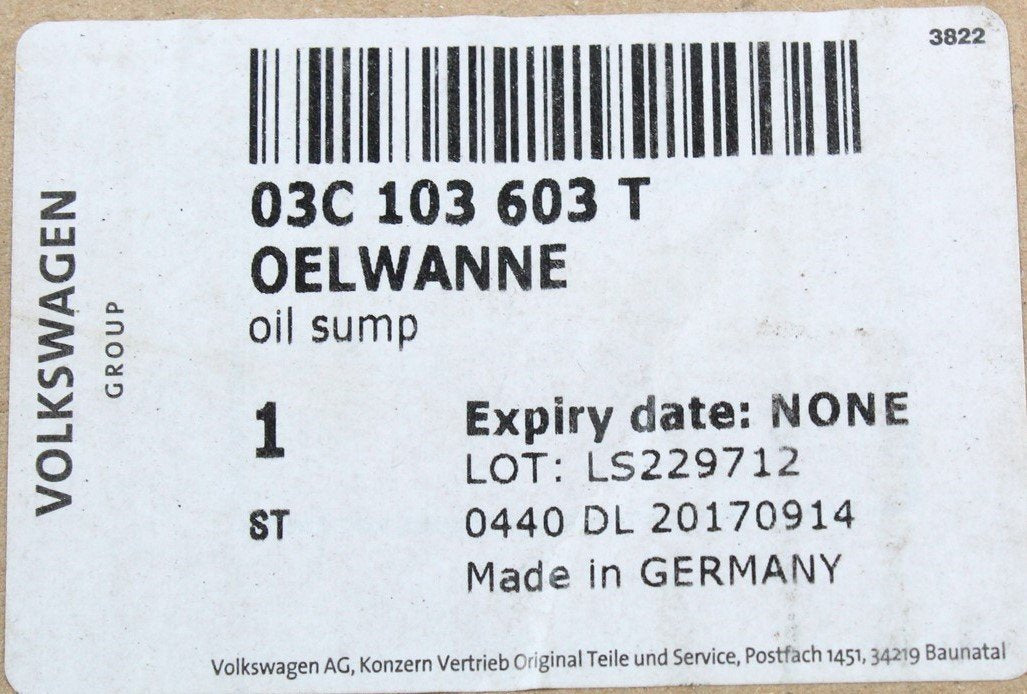 VW Audi Skoda SEAT 1.4 TSI TFSI engine oil sump 03C103603T