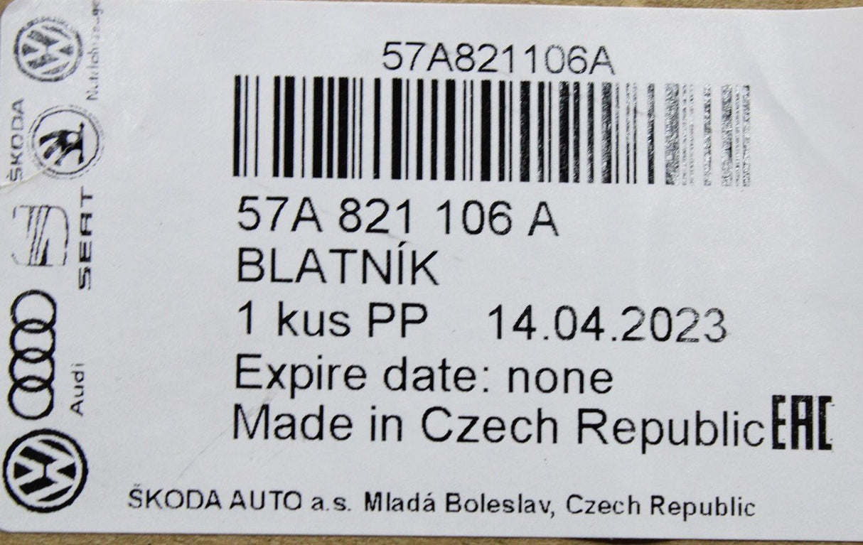 Skoda Karoq 2018-on fender wing panel (front right) 57A821106A