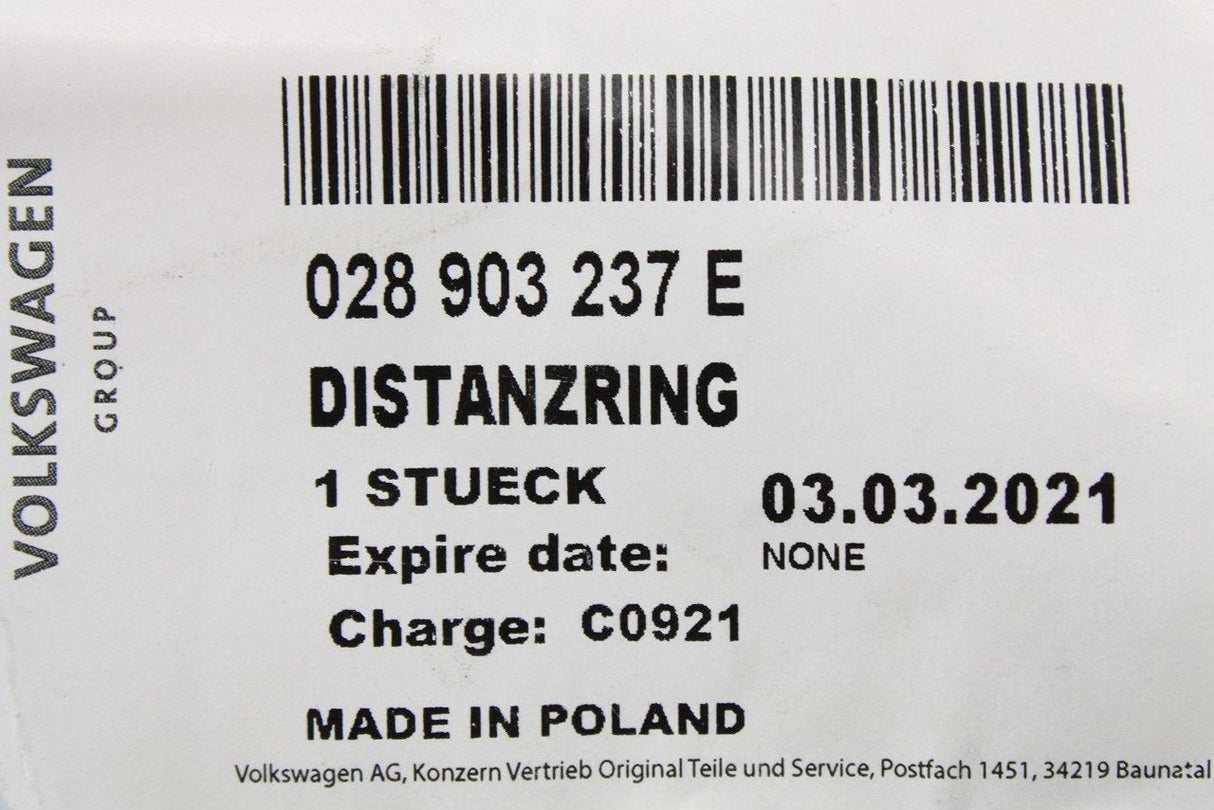 VW Audi Skoda SEAT Alternator pulley spacer ring 3.75mm 028903237E