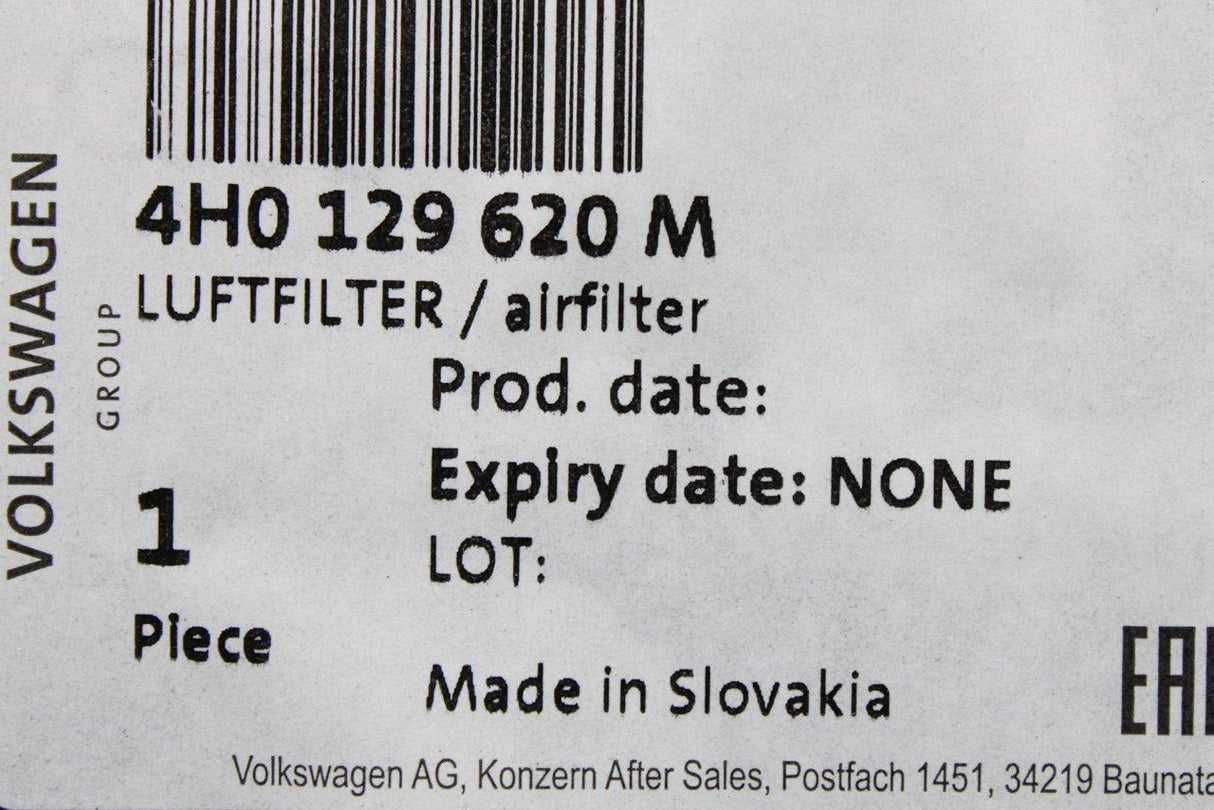Audi S8 2010-2017 4.0L V.8 air filter element (x1) 4H0129620M