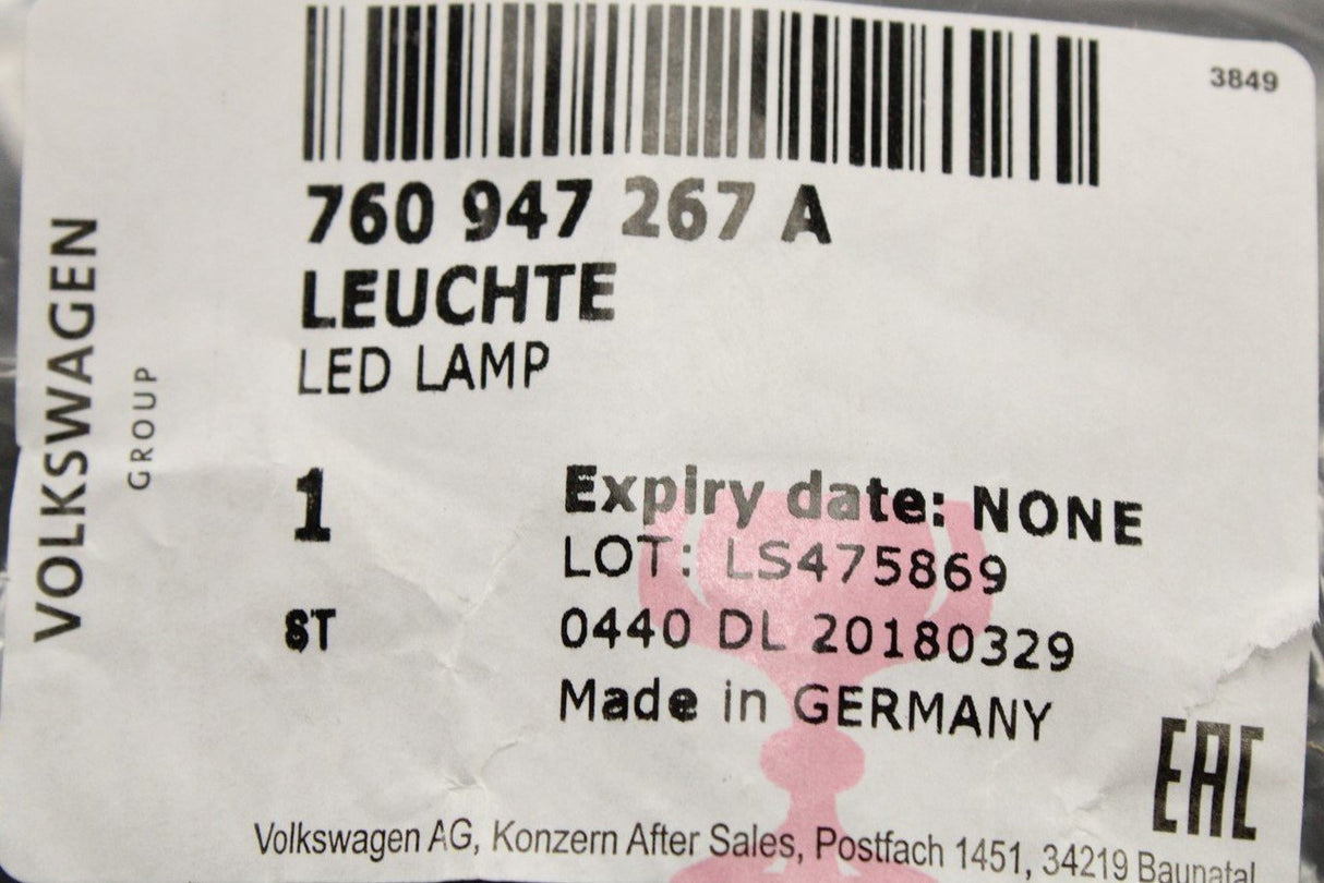 VW Touareg 2018-on front door storage compartment LED light 760947267A