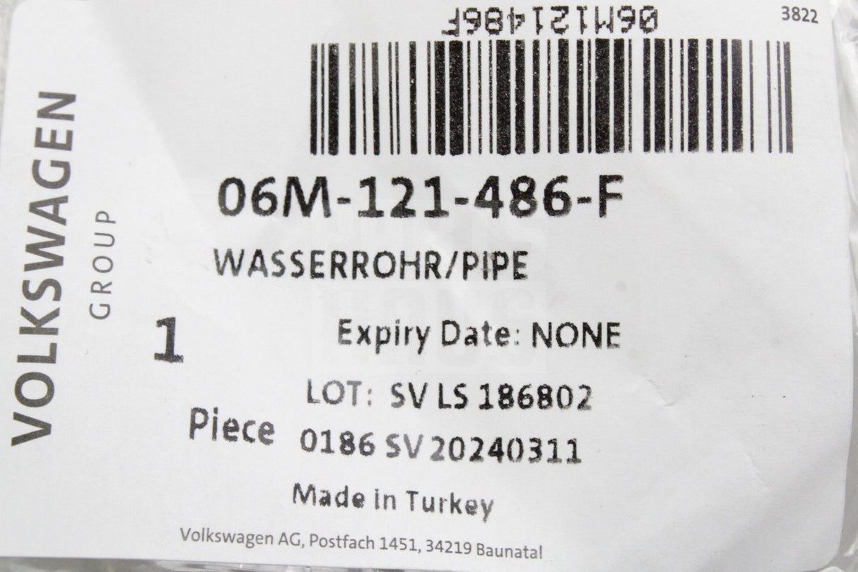 Audi A6 2019-26 A7 A8 Q7 2016-on Q8 2.9 3.0 TFSI coolant pipe 06M121486F