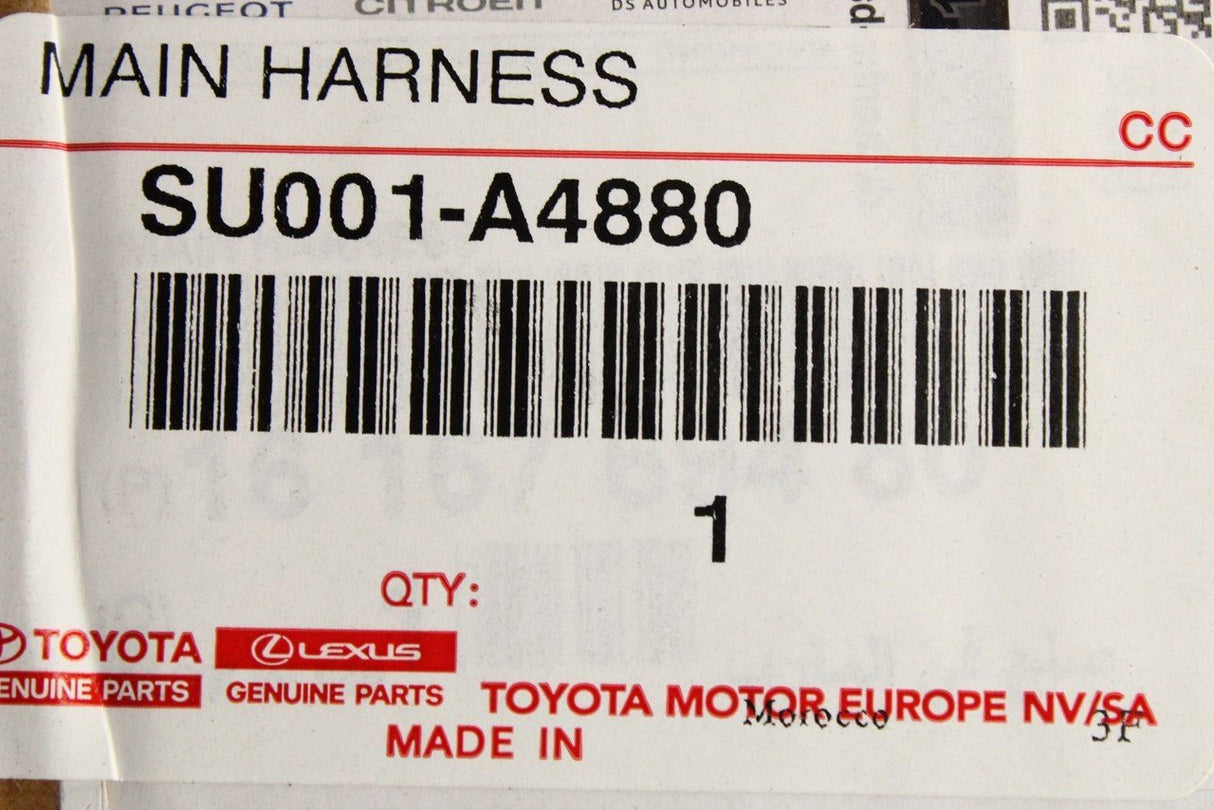 Toyota Proace 2016-on main wiring harness loom SU001-A4880