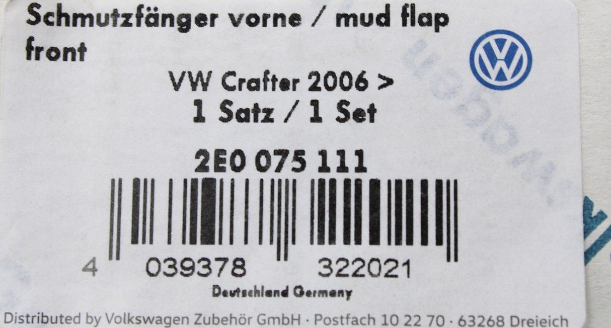 VW Crafter 2006-16 Front mud flaps pair accessory 2E0075111