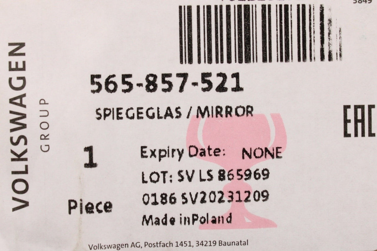 Skoda Kodiaq Karoq heated wing mirror glass (left) 565857521