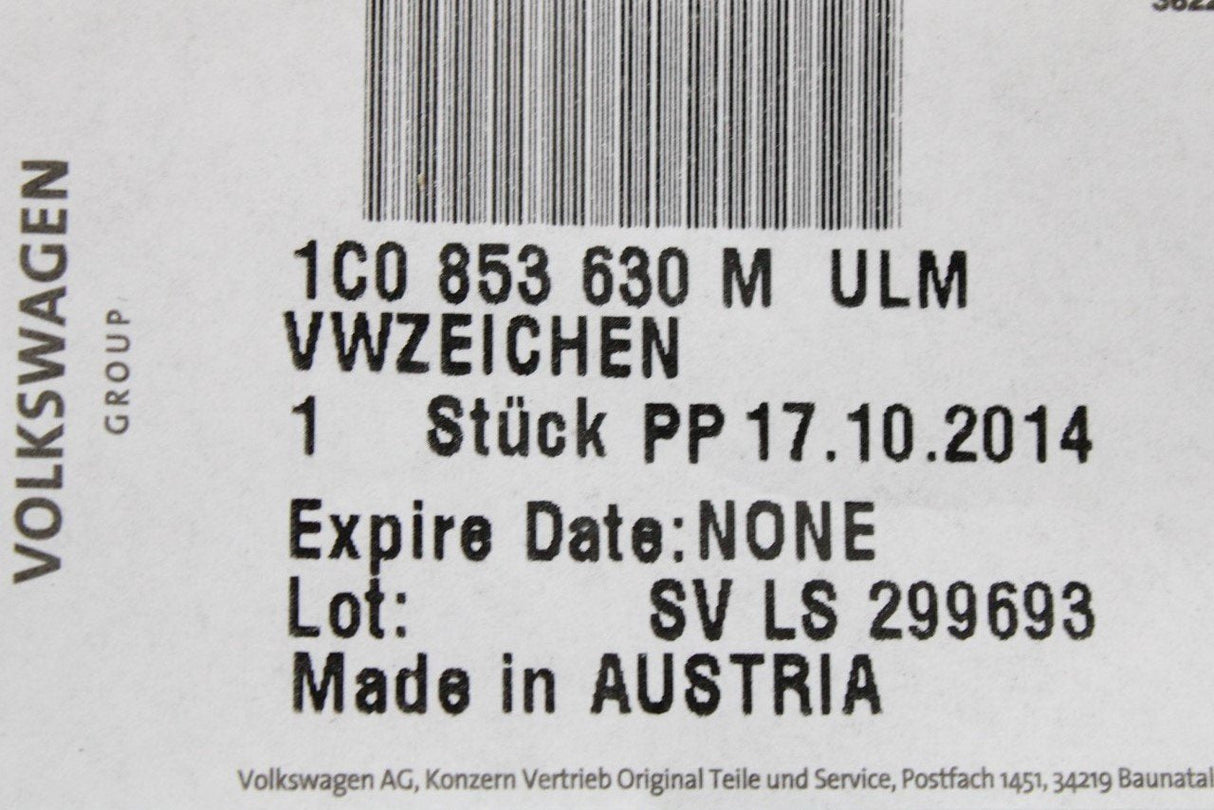 VW Beetle 2006-2010 rear boot emblem badge (black/chrome) 1C0853630M ULM