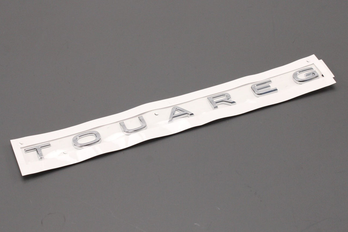VW Touareg 2018-on rear boot lid lettering badge chrome 760853687B 2ZZ, view 1