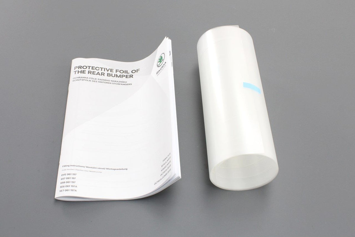 Skoda Fabia 2022-on rear bumper protection film (transparent) 6VE061197, view 1