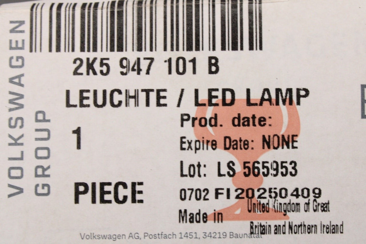 VW Caddy Tiguan Transporter T6.1 SEAT rear interior LED light 2K5947101B