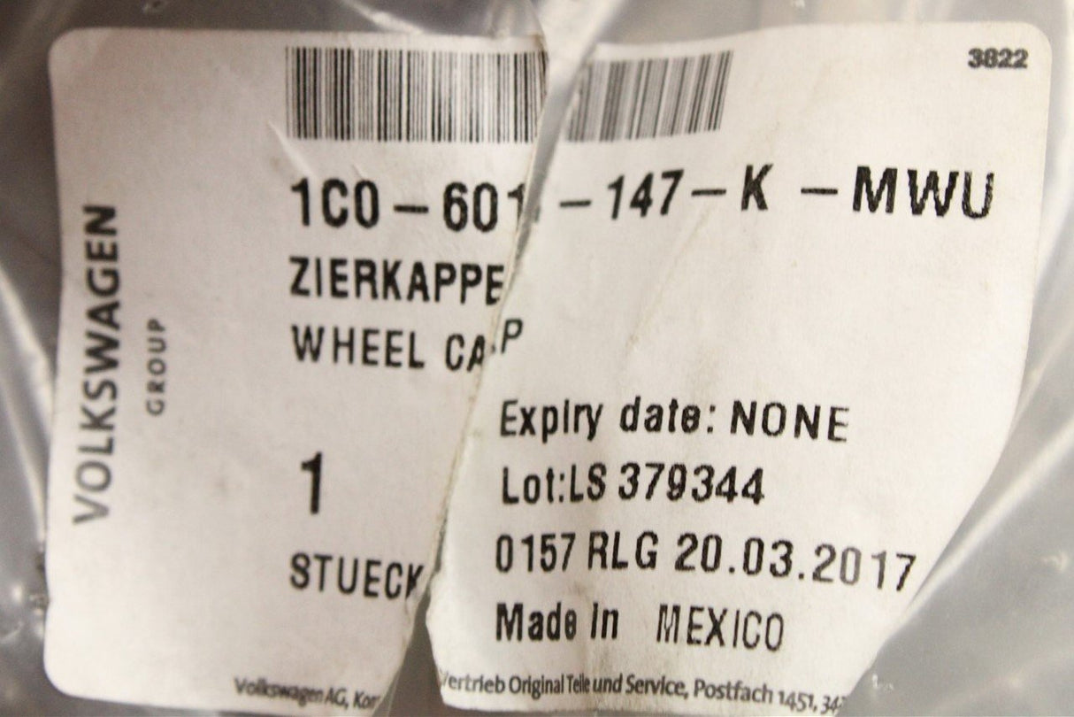 VW Beetle 2002-2005 wheel trim hub cap (16") 1C0601147K MWU