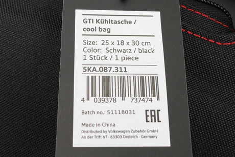 VW GTI Clark tartan design cool bag (Black) 5KA087311