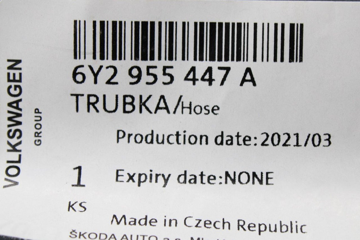 Skoda Fabia 2000-2008 windscreen washer connecting pipe (RHD) 6Y2955447A