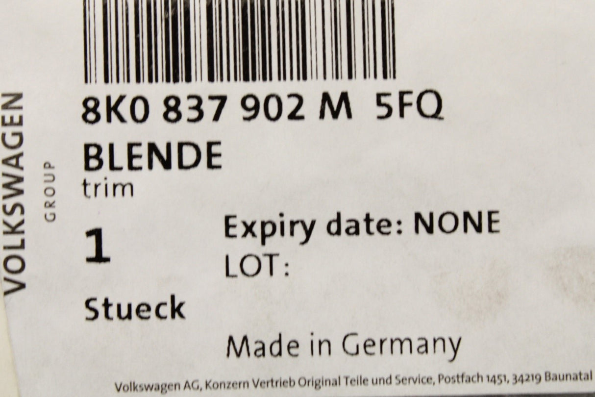 Audi A4 S4 RS4 B8 08-16 front door B pillar trim (right) 8K0837902M 5FQ