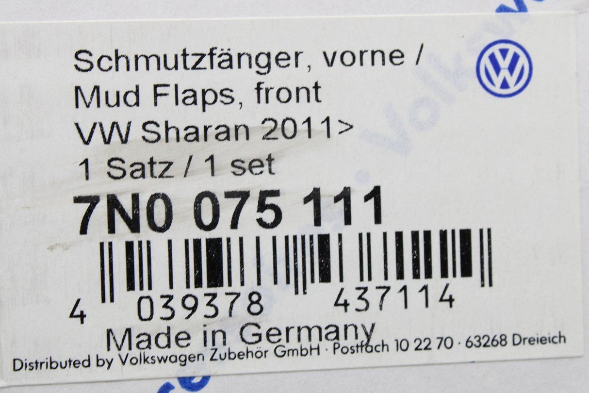 VW Sharan 2011-on accessory mud flaps set (front) 7N0075111