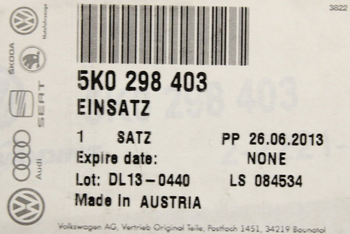 VW Golf Audi A3 Q3 TT Skoda SEAT Leon 2004-on A/C dryer insert 5K0298403