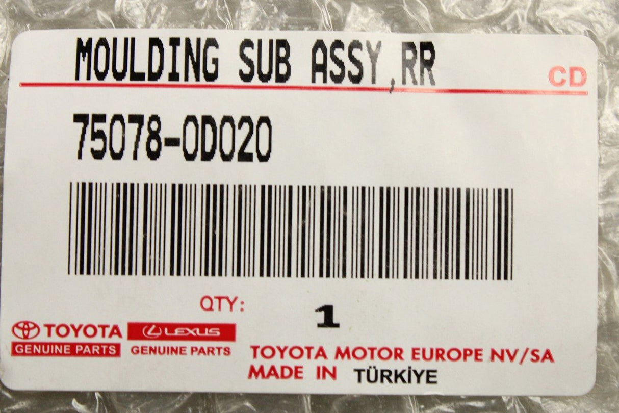 Toyota Yaris Cross 2021-on rear door moulding (lower left) 75078-0D020