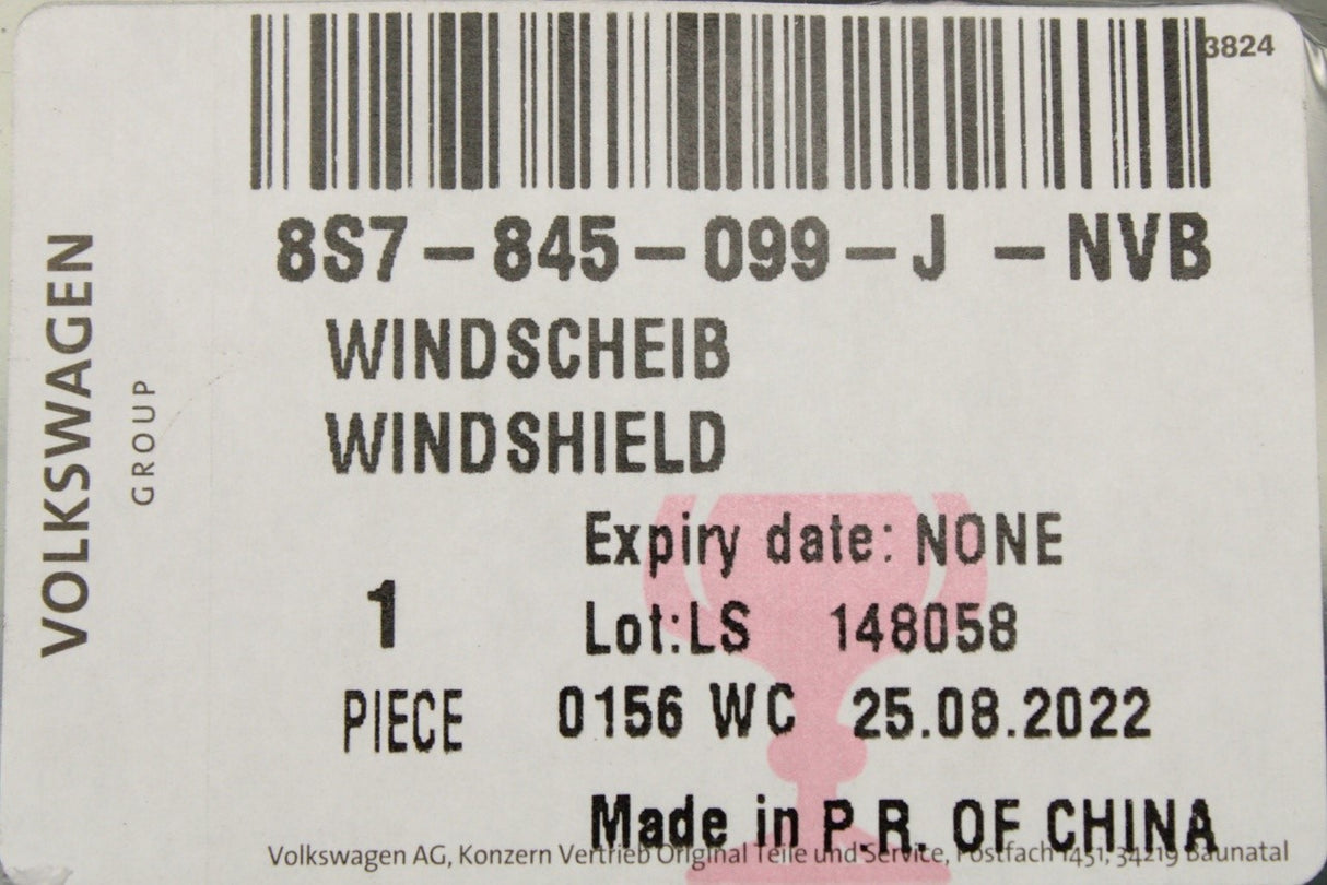 Audi TT TTS TTRS Roadster 2015-on windscreen 8S7845099J NVB