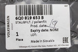 VW Polo 9N 9N3 Audi A1 A2 Fabia Ibiza cabin pollen filter 6Q0819653B