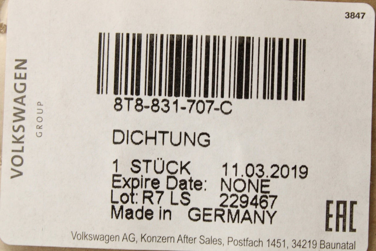Audi A5 S5 Sportback 2008-2016 front door seal (inner left) 8T8831707C
