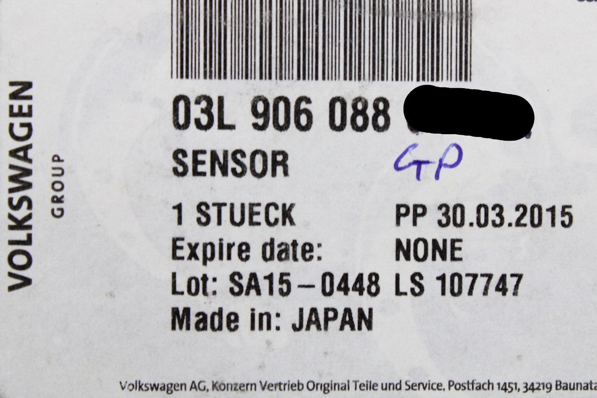 VW Audi Skoda exhaust gas temperature sensor (2.0 TDI) 03L906088GP