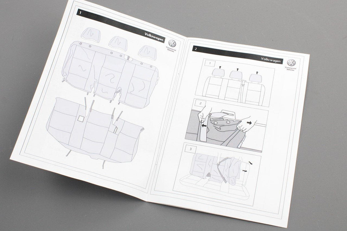 VW Transporter T5 T5.1 rear 3 seat bench seat covers (grey) ZGB7H0062118