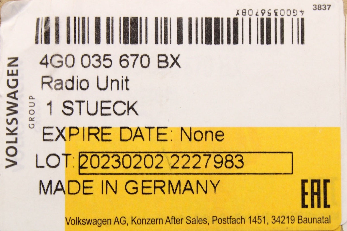 Audi A6 S6 A7 2011-14 MMI 3G+ navigation control unit 4G0035670BX